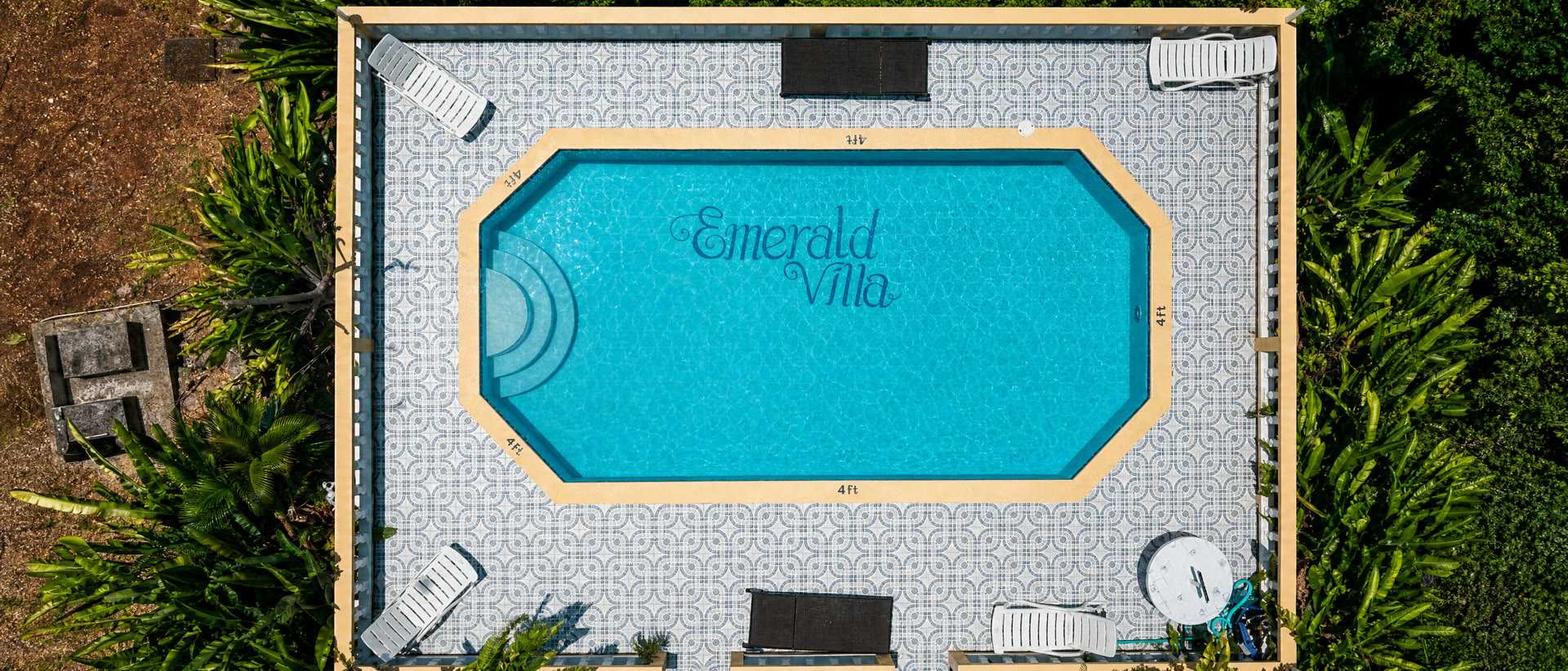 Pool with tiled logo